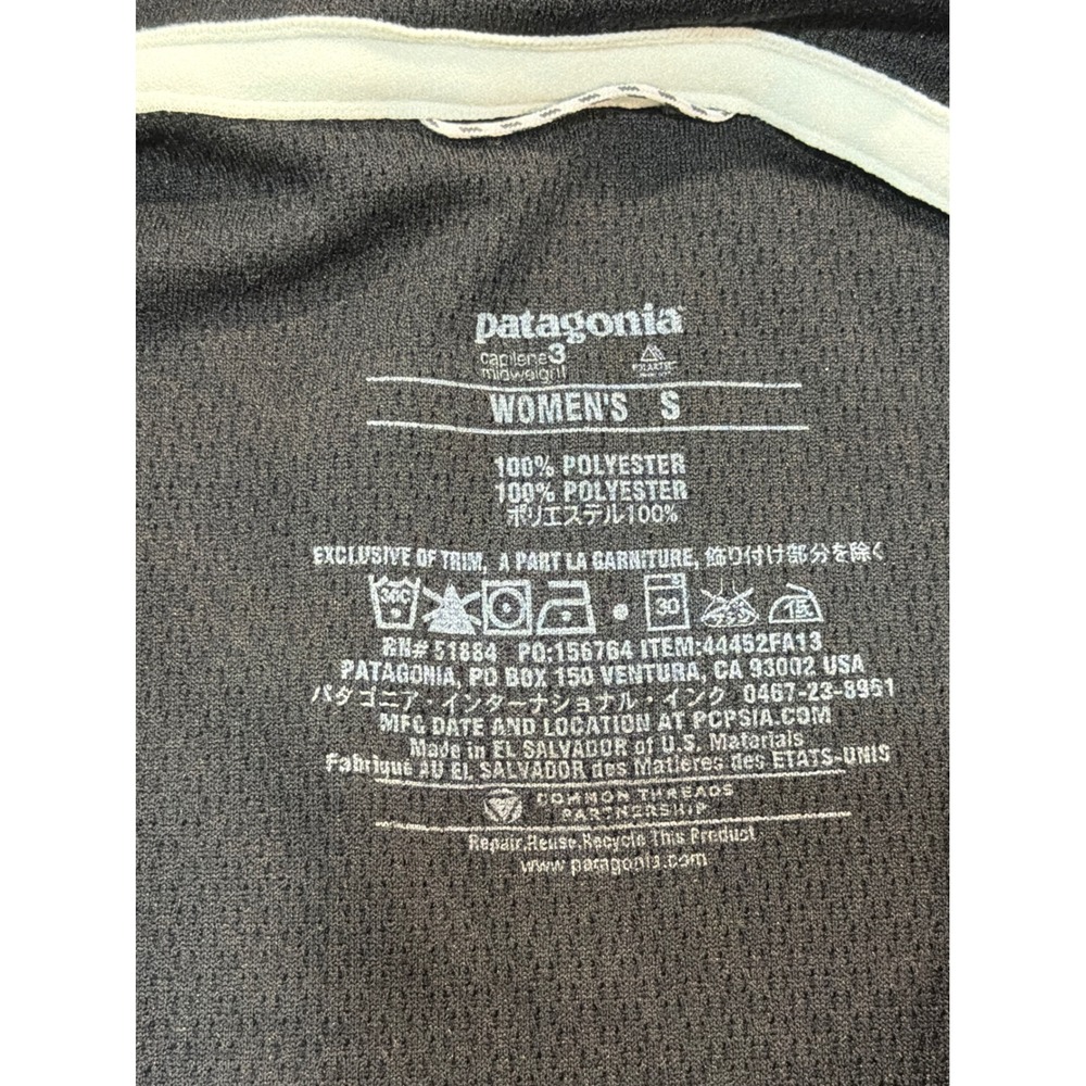 Patagonia Capilene 3 Midweight Base Layer Womens Black 1/4 Zip Top Small - Picture 6 of 7